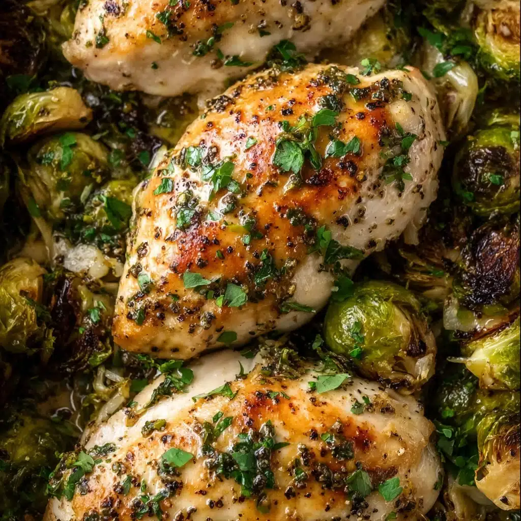 Garlic Dijon Chicken and Brussels Sprouts Recipe - Recipe Image