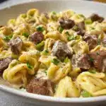 Easy Cheesesteak Tortellini in Rich Provolone Sauce Recipe