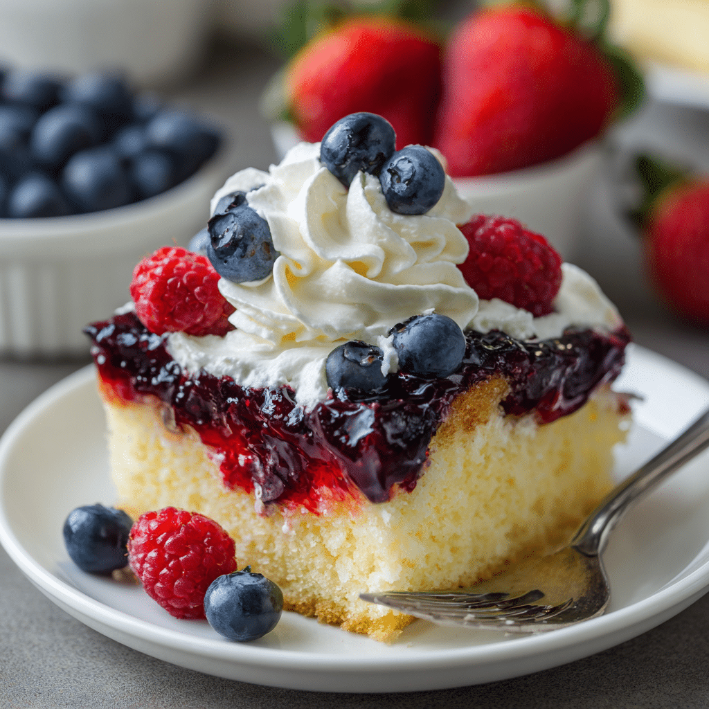 Summer Berry Poke Cake Recipe - Recipe Image