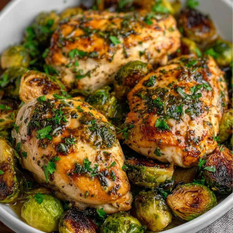 Garlic Dijon Chicken and Brussels Sprouts Recipe