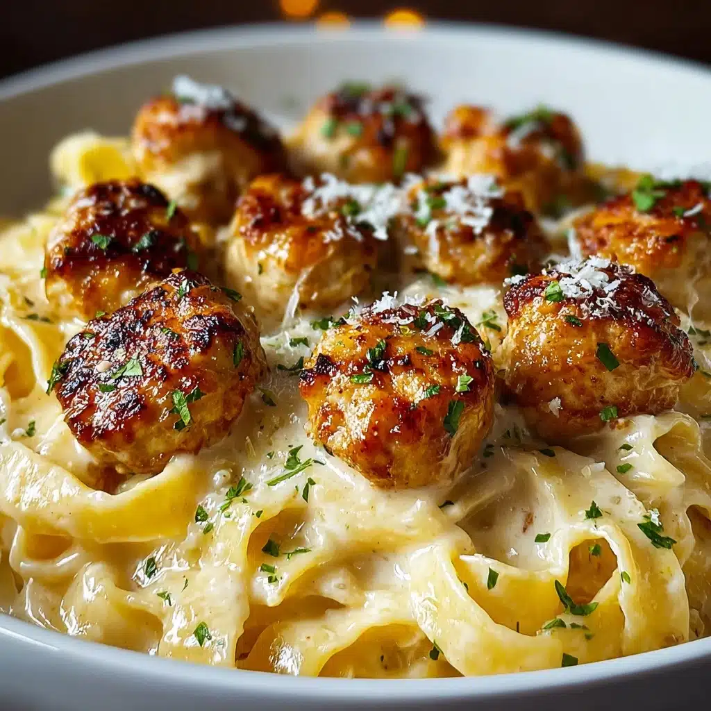 Garlic Butter Chicken Bites with Creamy Parmesan Pasta Recipe - Recipe Image