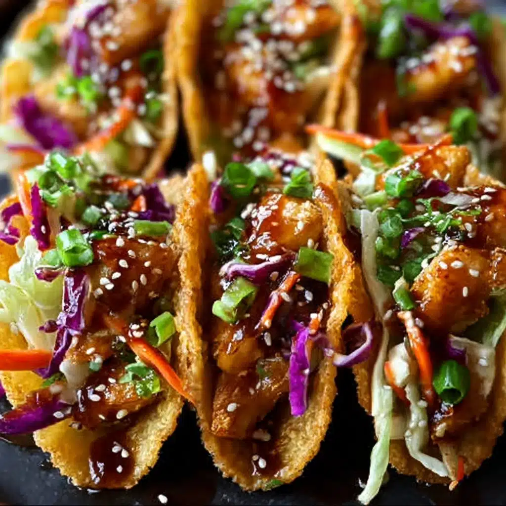 Crispy Asian Chicken Wonton Tacos Recipe - Recipe Image