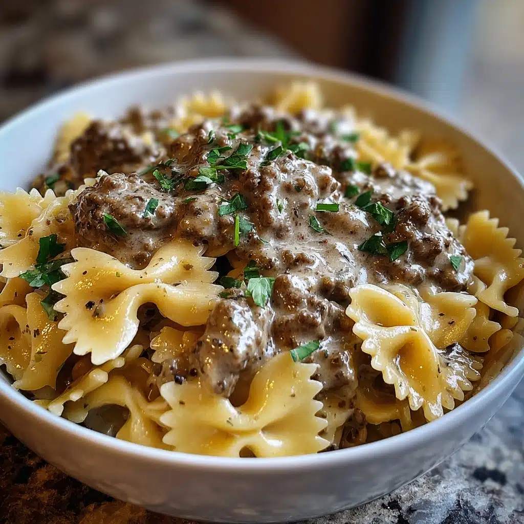 Creamy Beef and Bowtie Pasta Recipe - Recipe Image