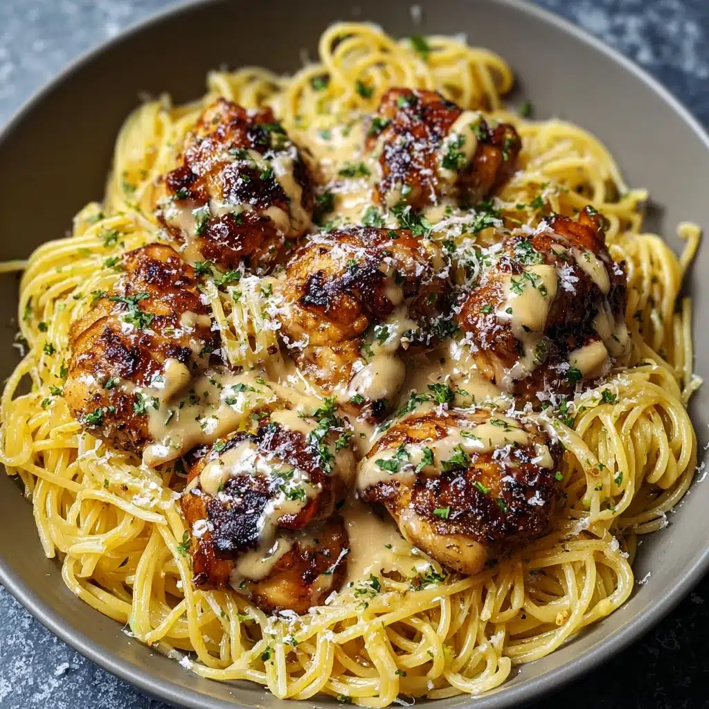 Garlic Butter Chicken Bites with Creamy Parmesan Pasta Recipe