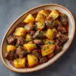 Slow Cooker Garlic Butter Beef Bites & Potatoes Recipe