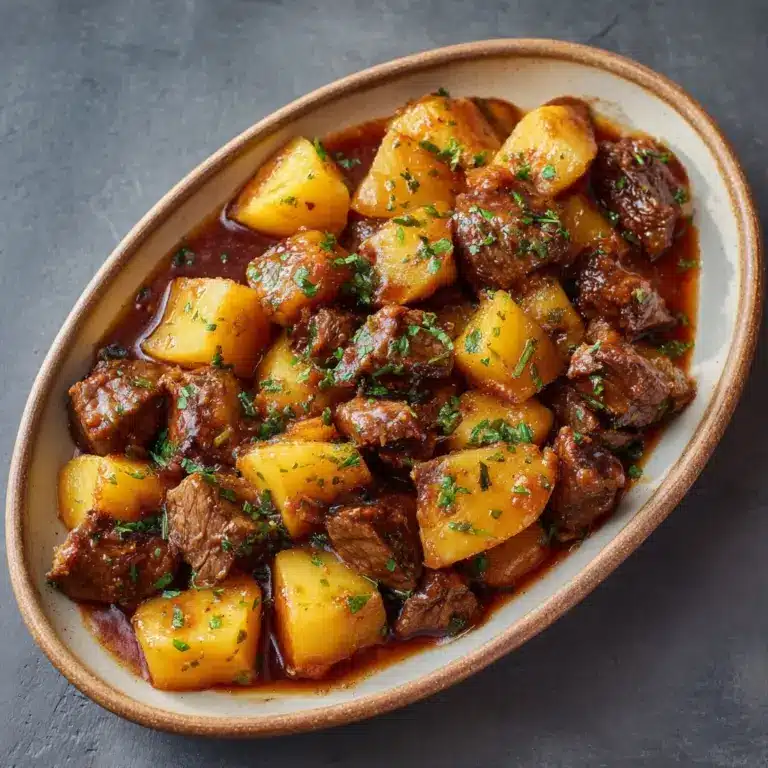 Slow Cooker Garlic Butter Beef Bites & Potatoes Recipe