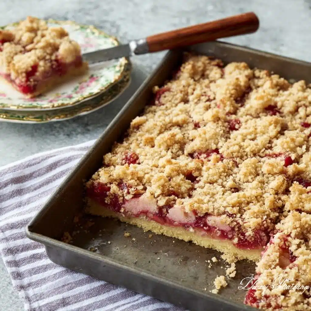 Easy Old Fashioned 5-Ingredient Oatmeal Rhubarb Bars Recipe - Recipe Image