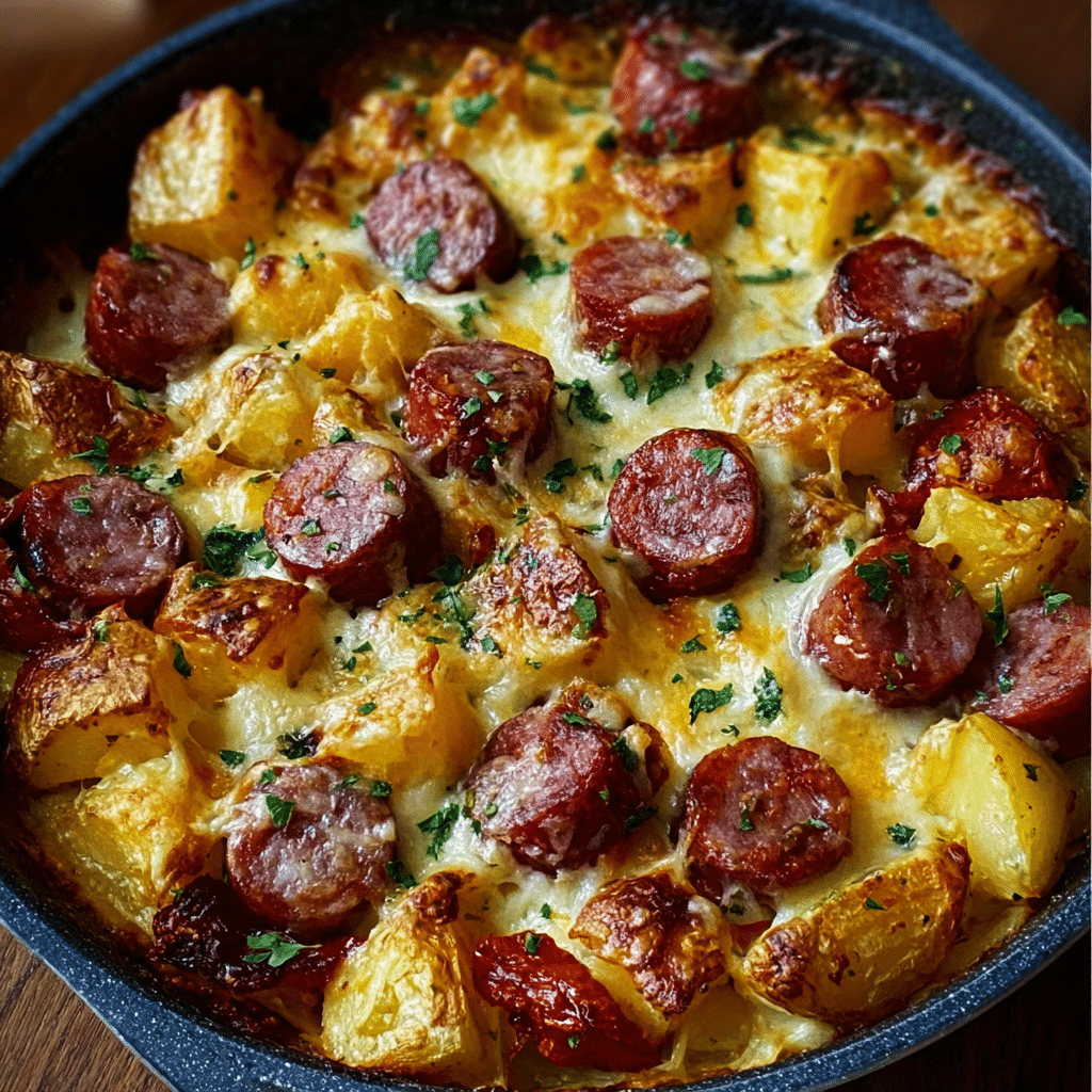 Cheesy Ranch Potatoes and Smoked Sausage Recipe - Recipe Image