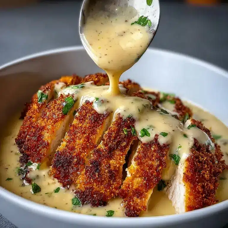 Parmesan Crusted Chicken with Creamy Garlic Sauce Recipe