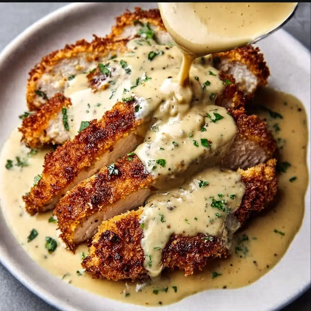 Parmesan Crusted Chicken with Creamy Garlic Sauce Recipe - Recipe Image