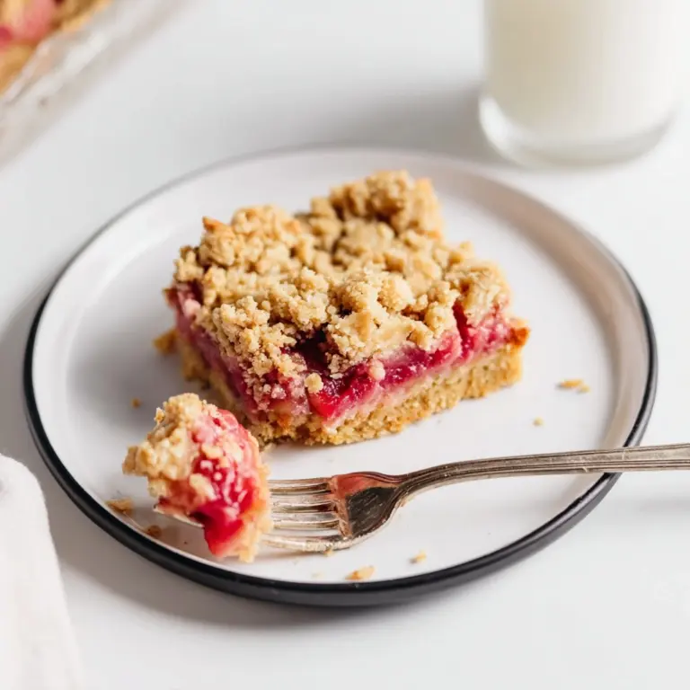 Easy Old Fashioned 5-Ingredient Oatmeal Rhubarb Bars Recipe