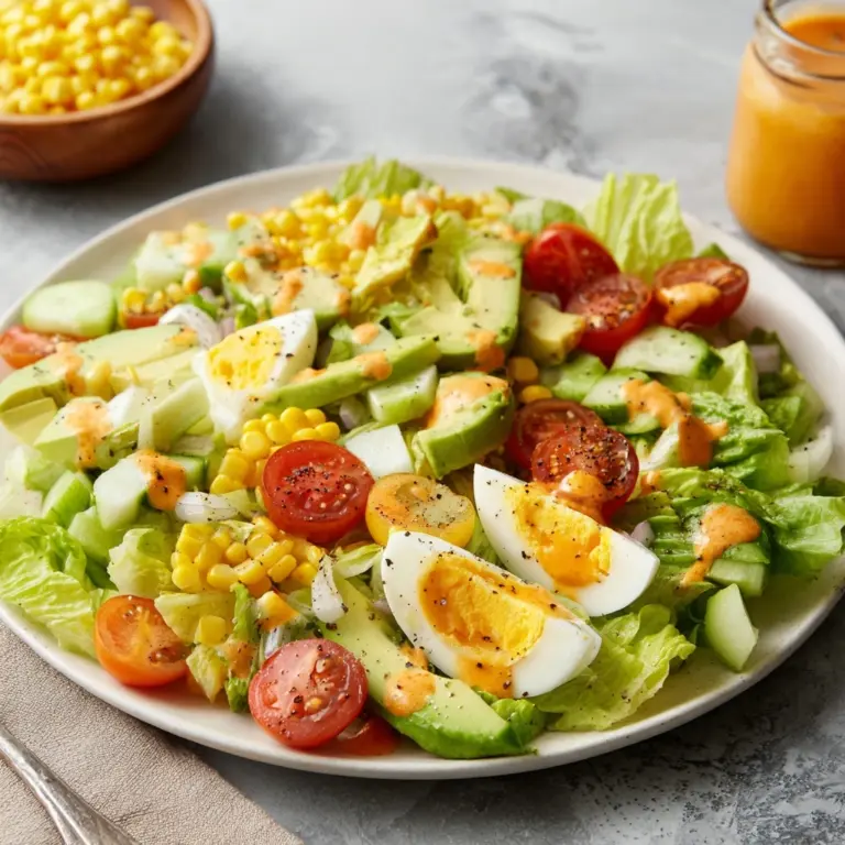 End of Summer Cobb Salad with Creamy Carrot-Kimchi Dressing Recipe
