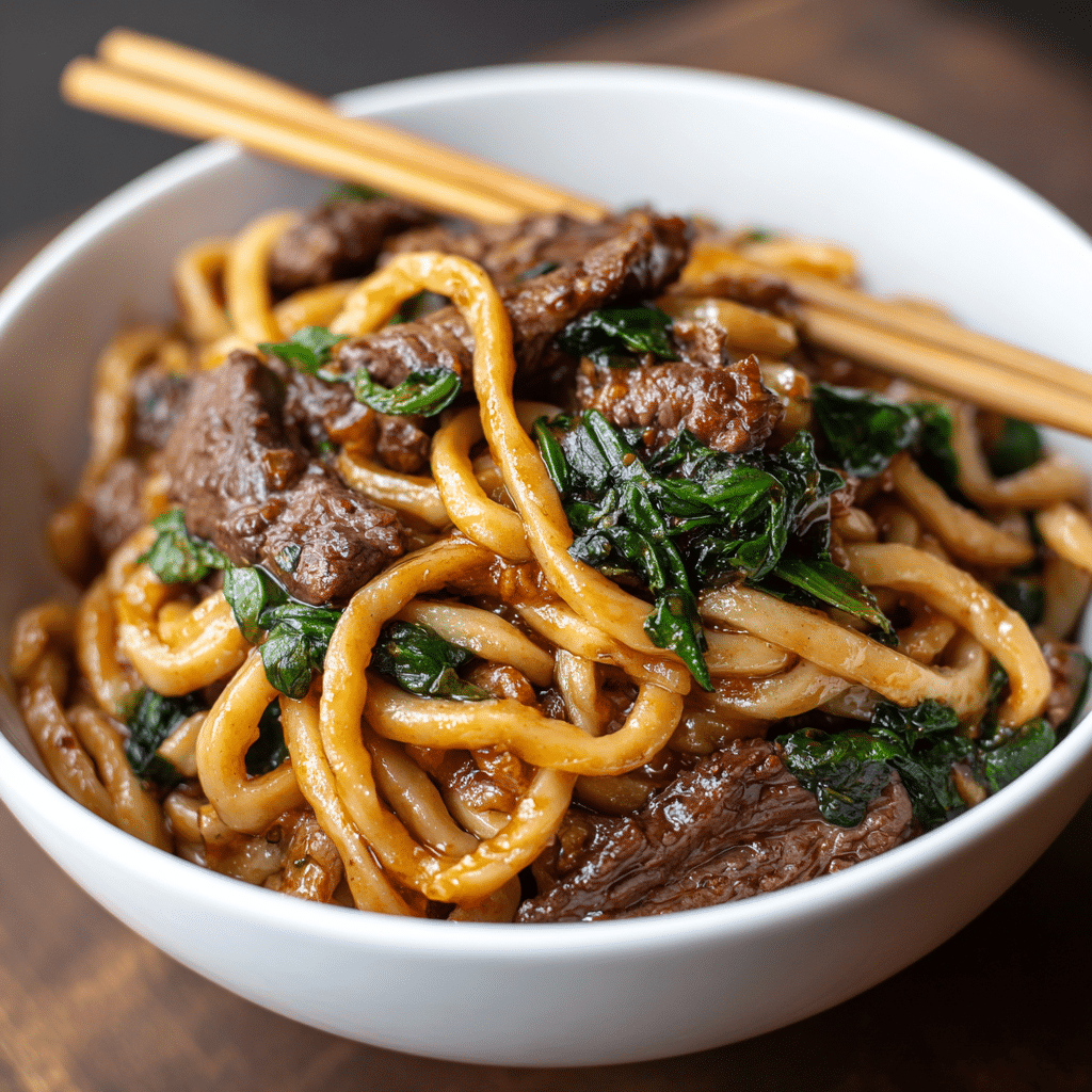 Simple Black Pepper Beef Udon Recipe