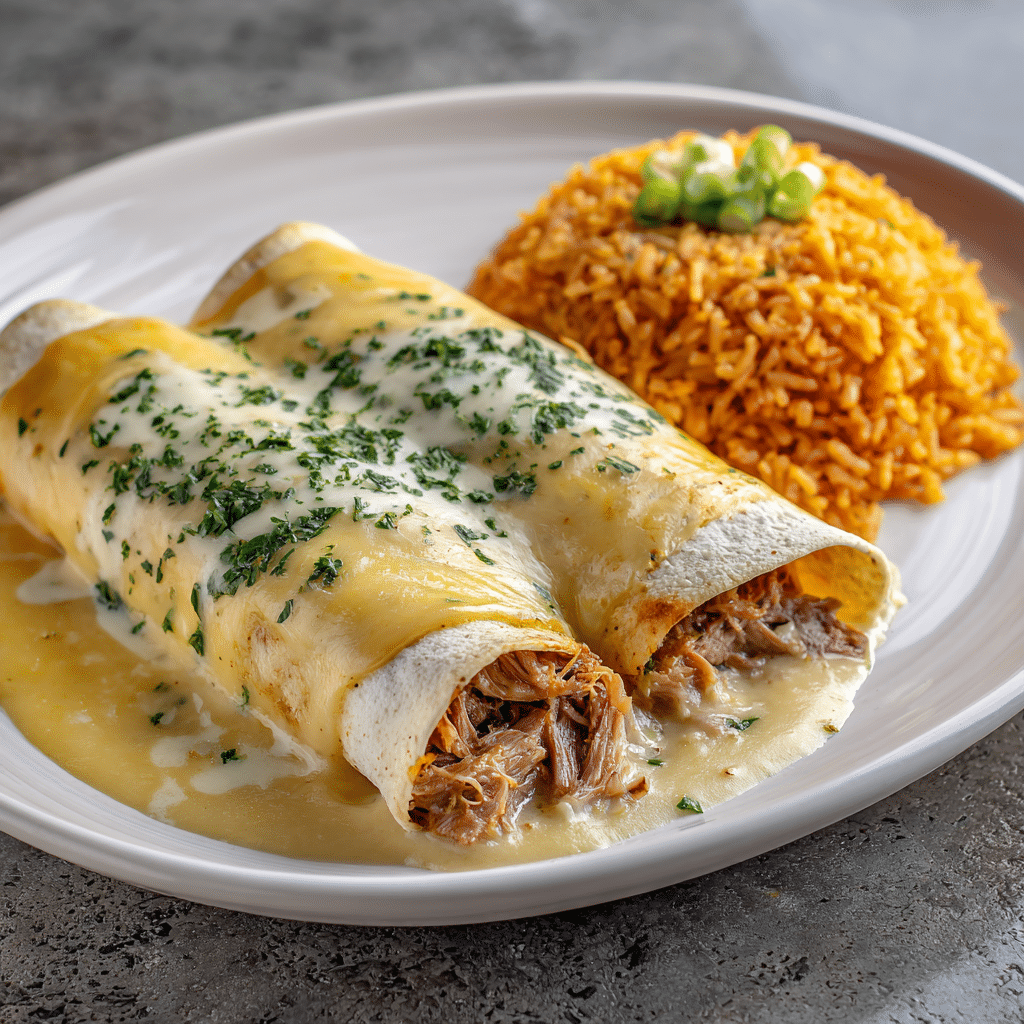 Smothered Green Chile Chicken Burritos Recipe