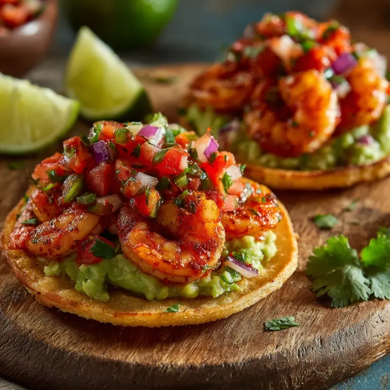 Grilled Shrimp Tostadas with Guacamole & Pico de Gallo Recipe