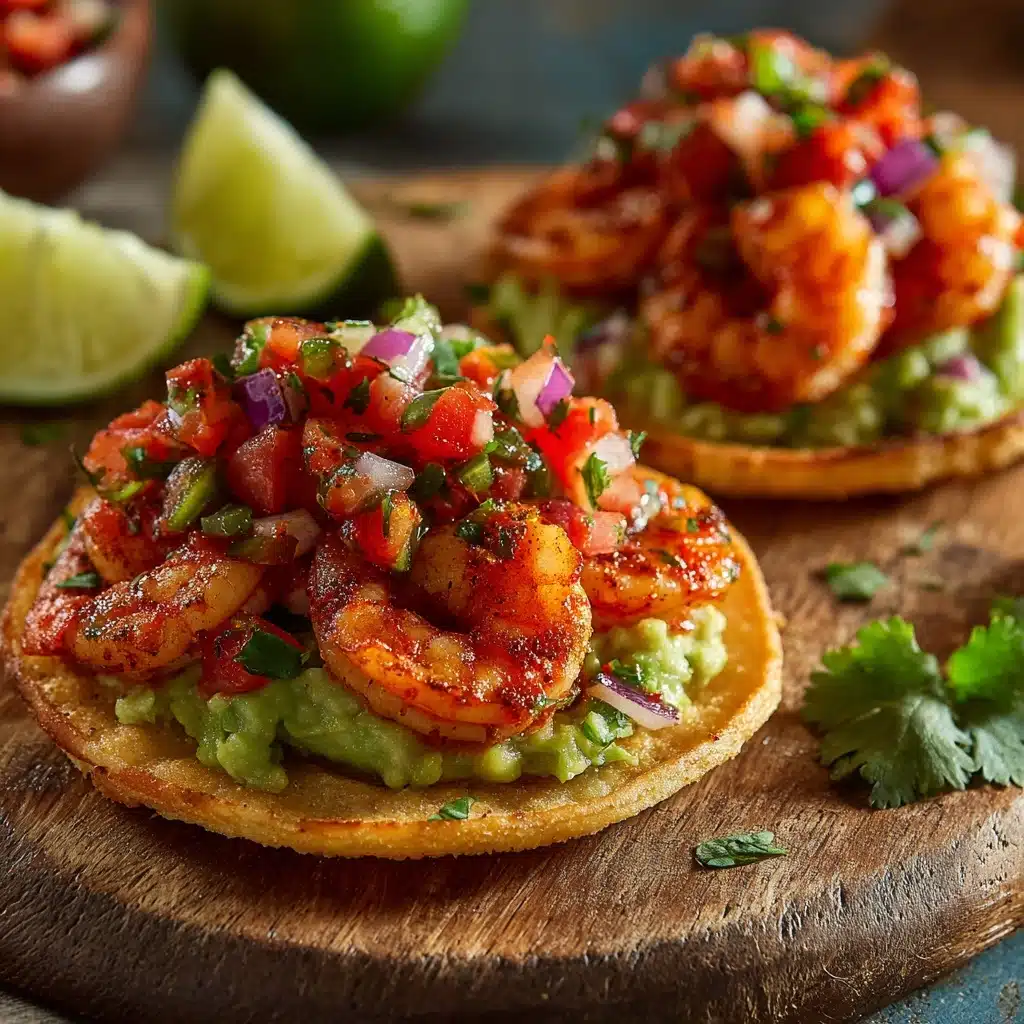 Grilled Shrimp Tostadas with Guacamole & Pico de Gallo Recipe