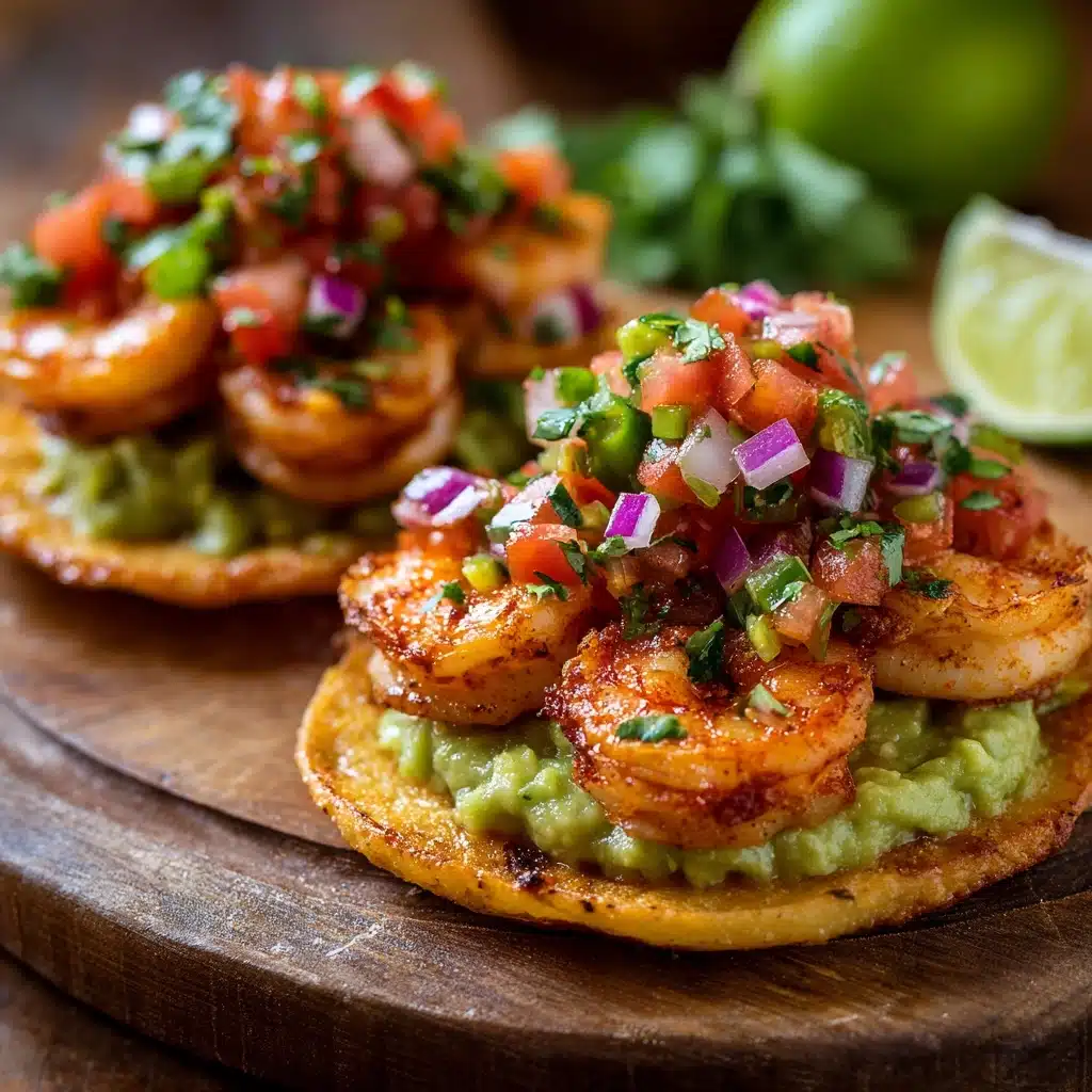 Grilled Shrimp Tostadas with Guacamole & Pico de Gallo Recipe - Recipe Image