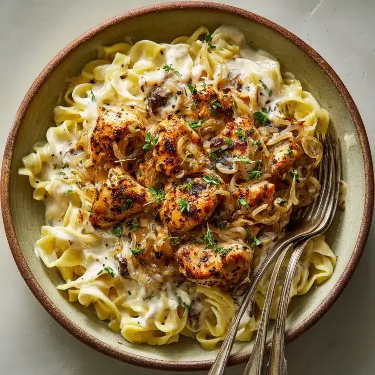 Crockpot Creamy French Onion Chicken and Orzo Recipe