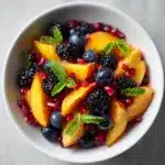 Honey Lime Basil Peach Fruit Salad Recipe