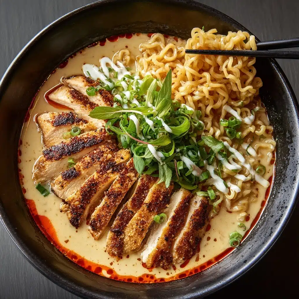 Fiery Chicken Ramen with Creamy Garlic Sauce Recipe