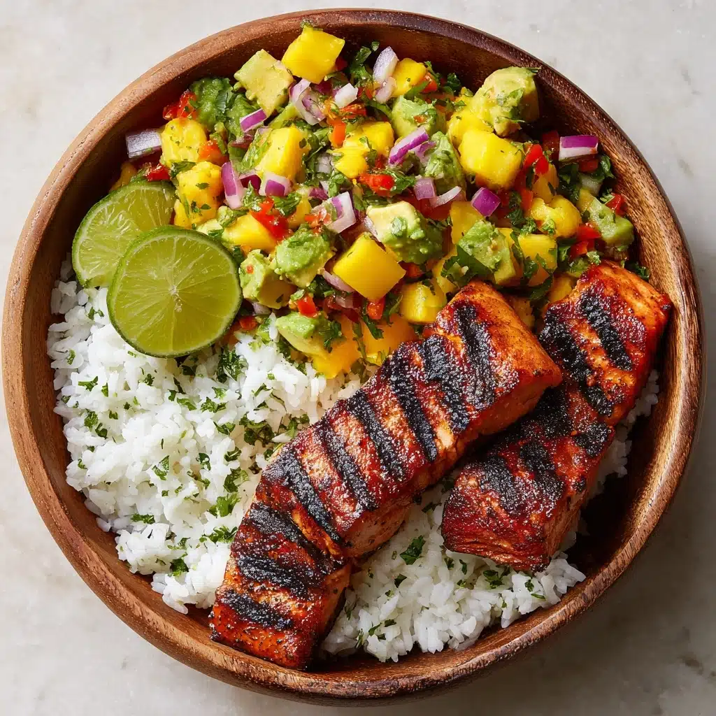 Grilled Salmon with Mango Salsa and Coconut Rice Recipe