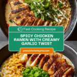 Fiery Chicken Ramen with Creamy Garlic Sauce Recipe