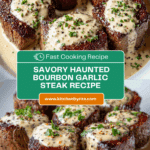Steak with Haunted Bourbon Garlic Cream Sauce Recipe