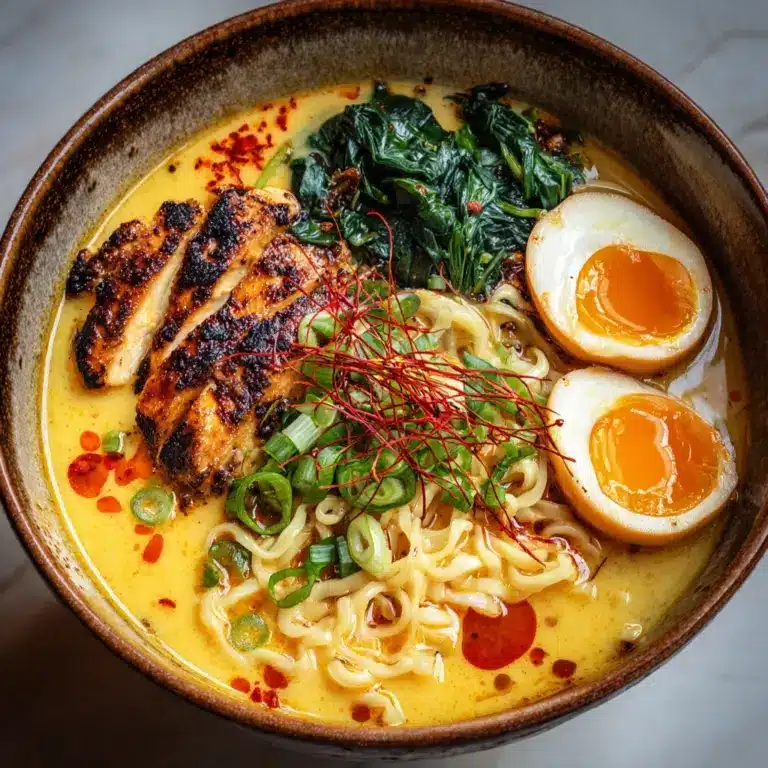 Fiery Chicken Ramen With Creamy Garlic Sauce Recipe