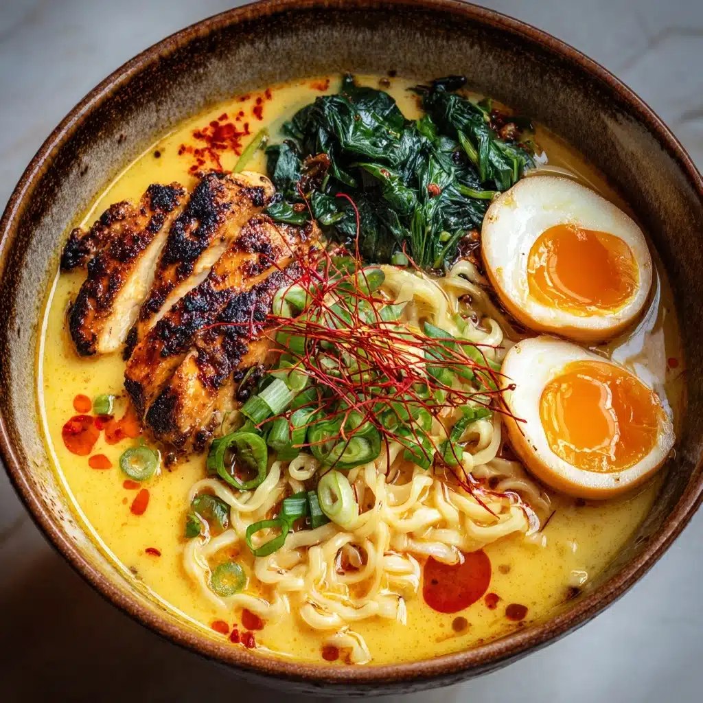 Fiery Chicken Ramen With Creamy Garlic Sauce Recipe