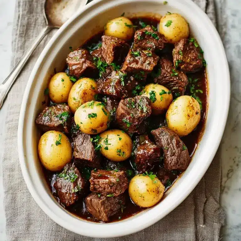 crockpot garlic butter beef bites with potatoes Recipe