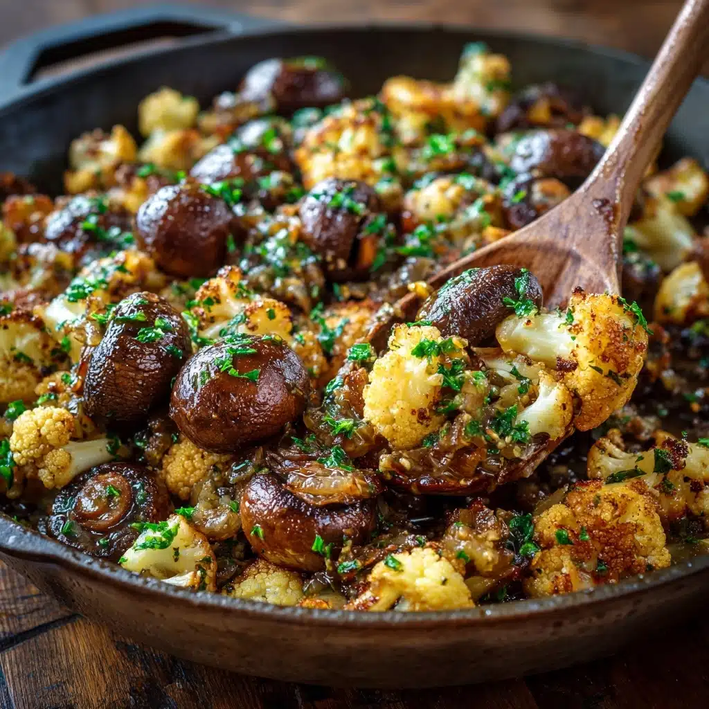 Garlic Mushrooms Cauliflower Skillet Recipe - Recipe Image