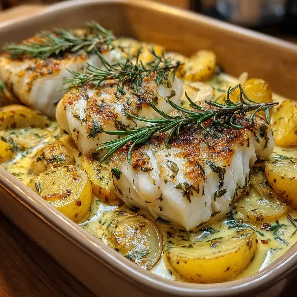 Cod & Potatoes in Rosemary Cream Sauce Recipe - Recipe Image