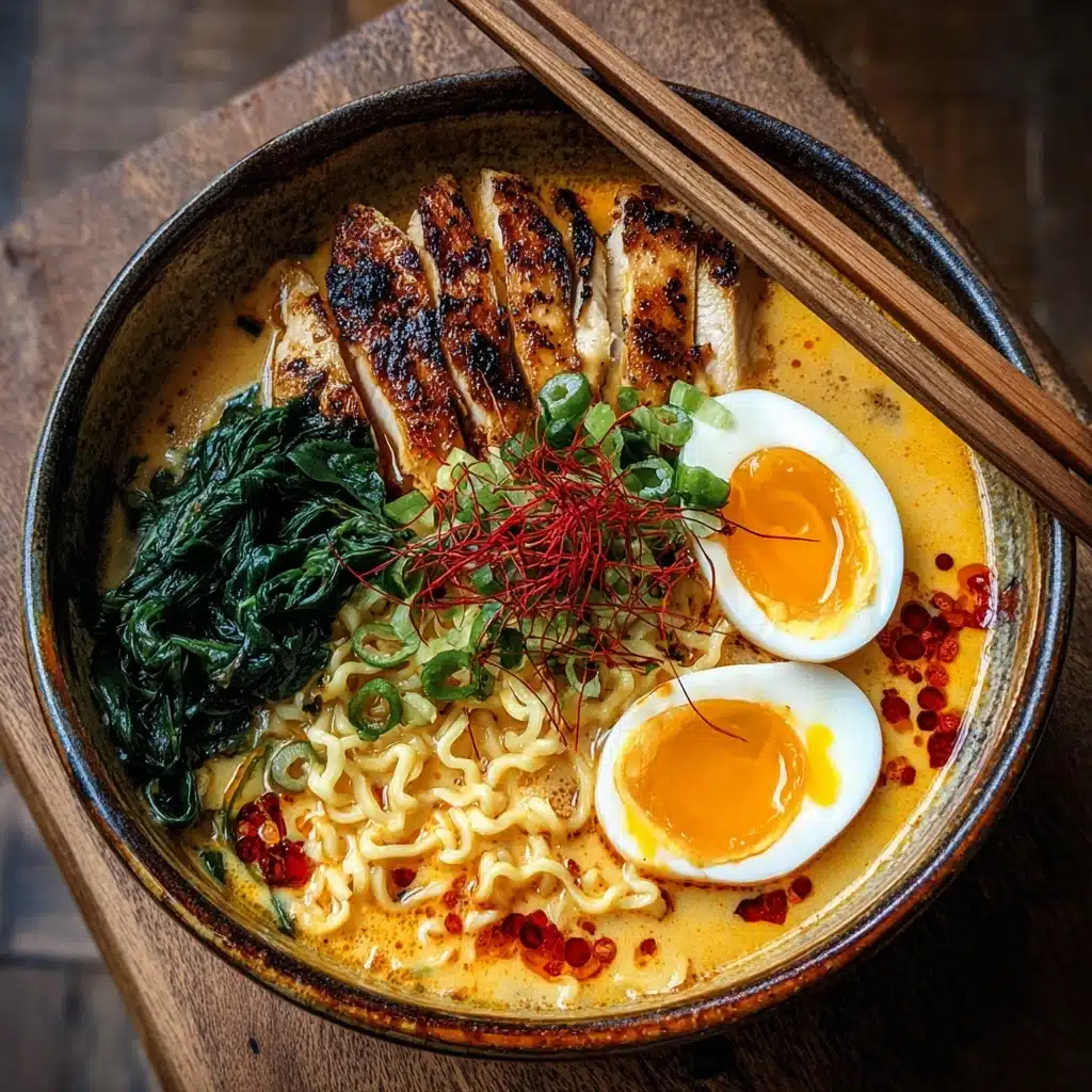 Fiery Chicken Ramen With Creamy Garlic Sauce Recipe - Recipe Image