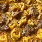 Cheesesteak Tortellini in Creamy Provolone Sauce Recipe