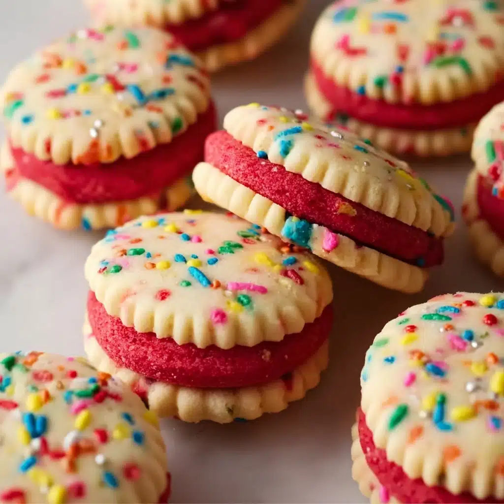 Funfetti Shortbread Sandwich Cookies with Frosting Recipe - Recipe Image