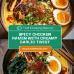 Fiery Chicken Ramen With Creamy Garlic Sauce Recipe