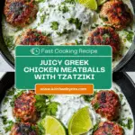Juicy Greek Chicken Meatballs with Tzatziki Recipe