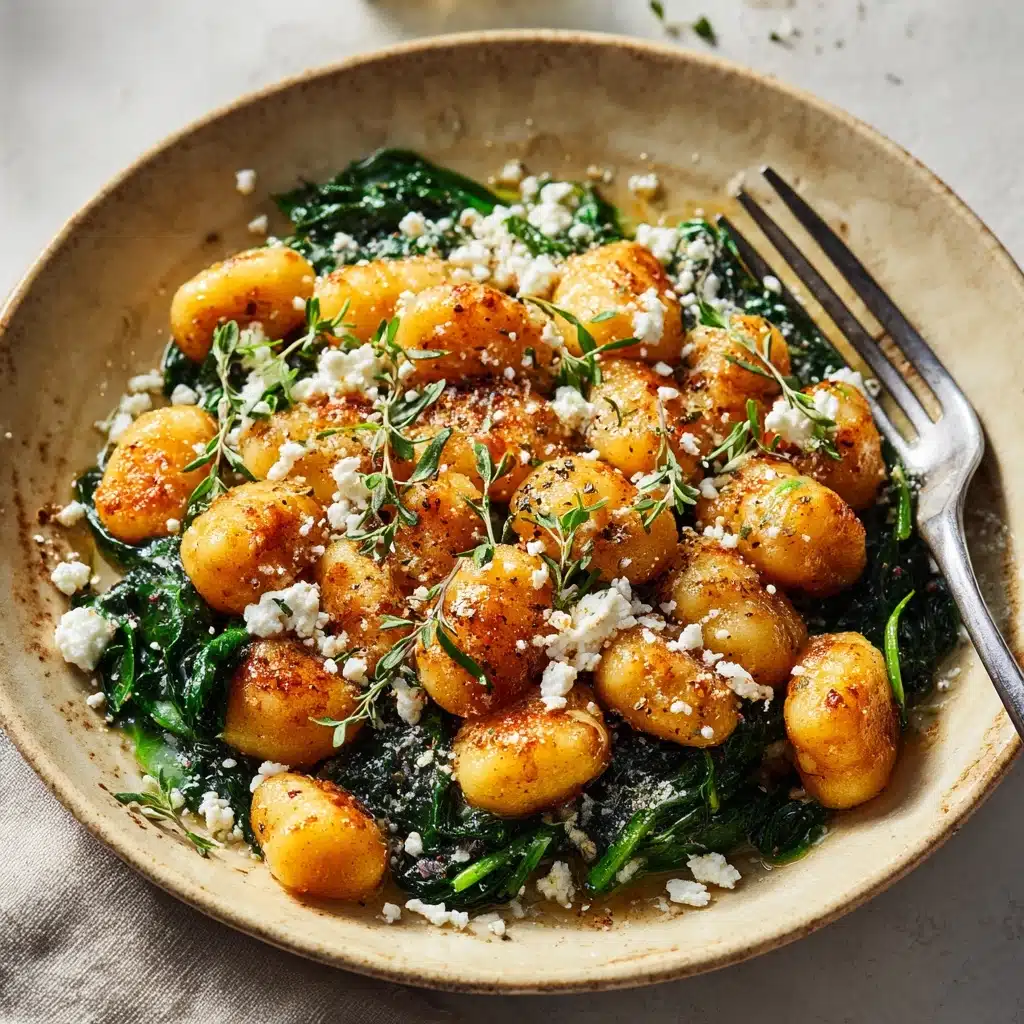 Crispy Gnocchi With Spinach And Feta Recipe - Recipe Image