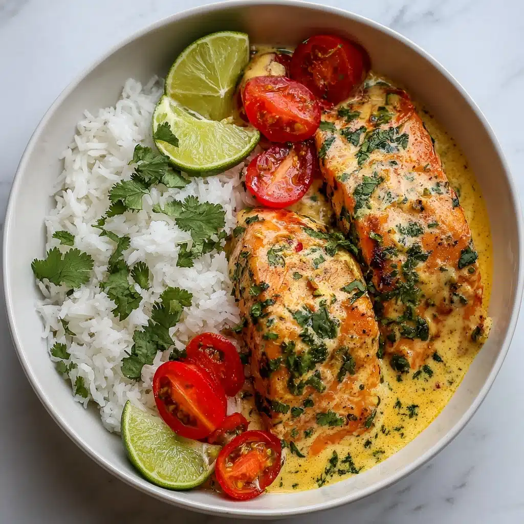 One-Pan Coconut Curry Salmon with Garlic Butter Recipe - Recipe Image