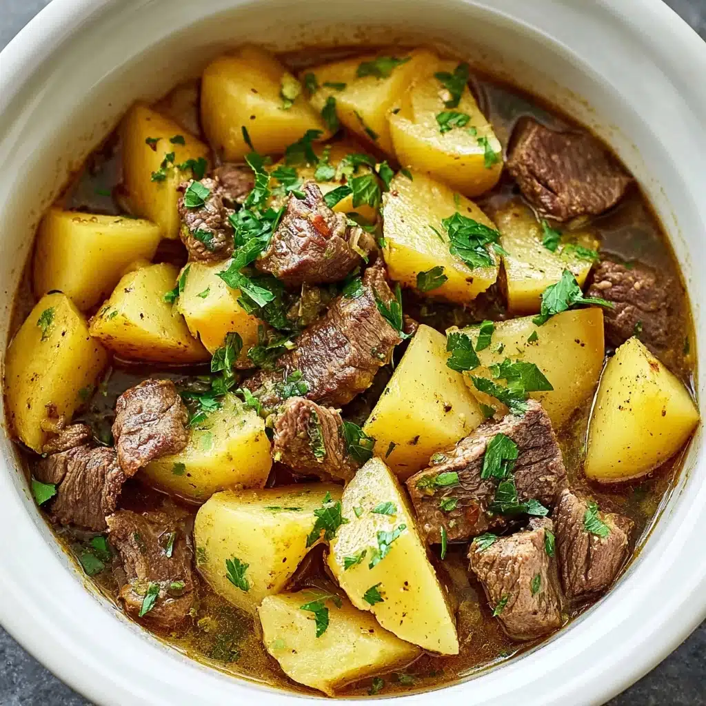 Slow Cooker Steak and Cheddar Potato Casserole Recipe - Recipe Image