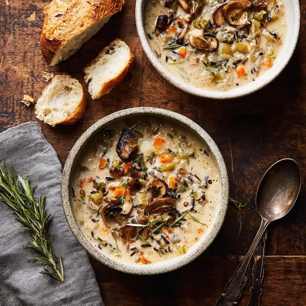 Creamy Wild Rice Chicken Soup with Roasted Mushrooms Recipe