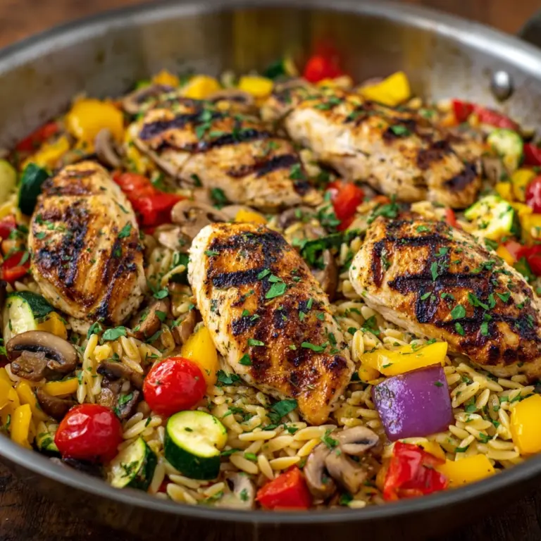 Easy Balsamic Chicken & Veggie Orzo Recipe