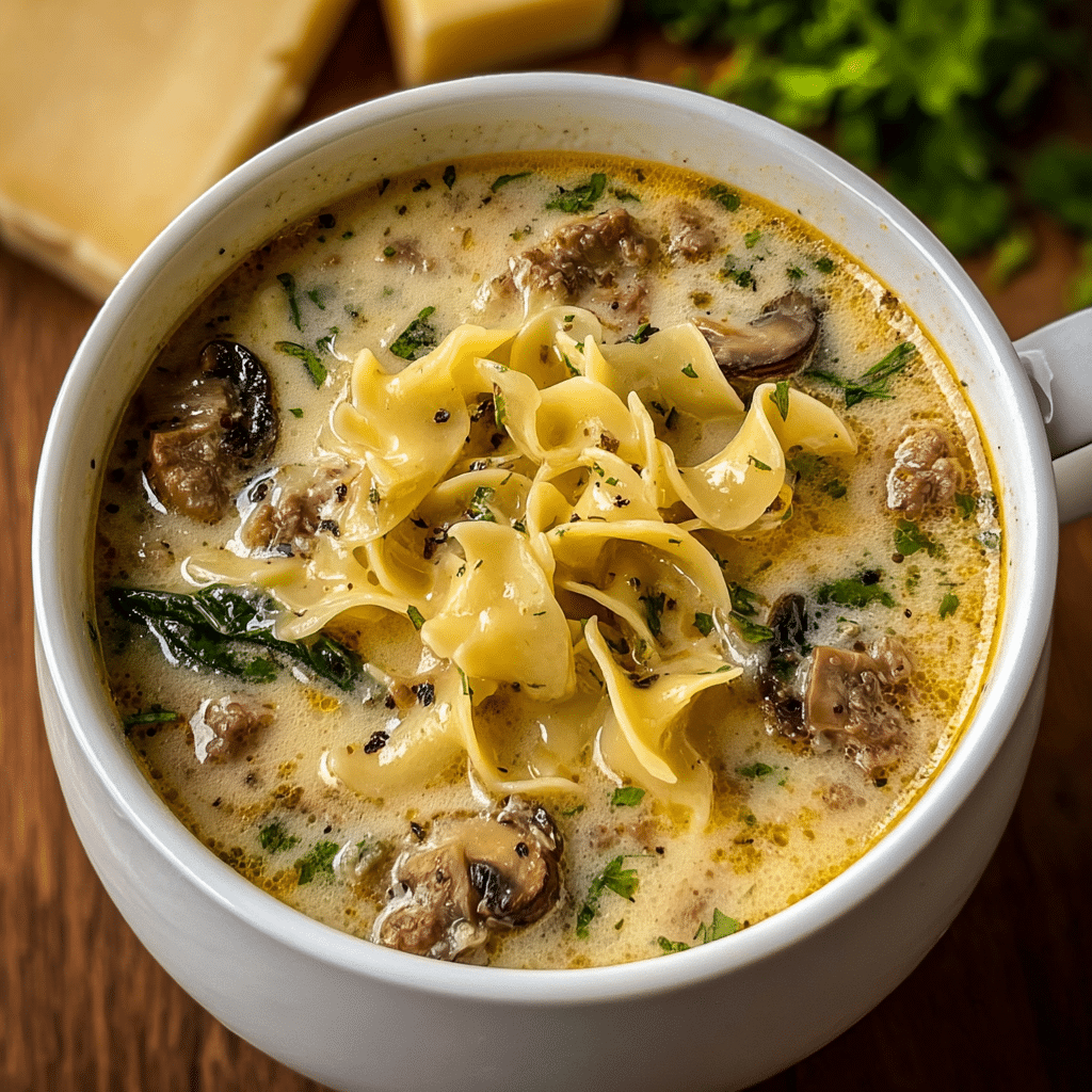 Creamy Alfredo Lasagna Soup Recipe - Recipe Image