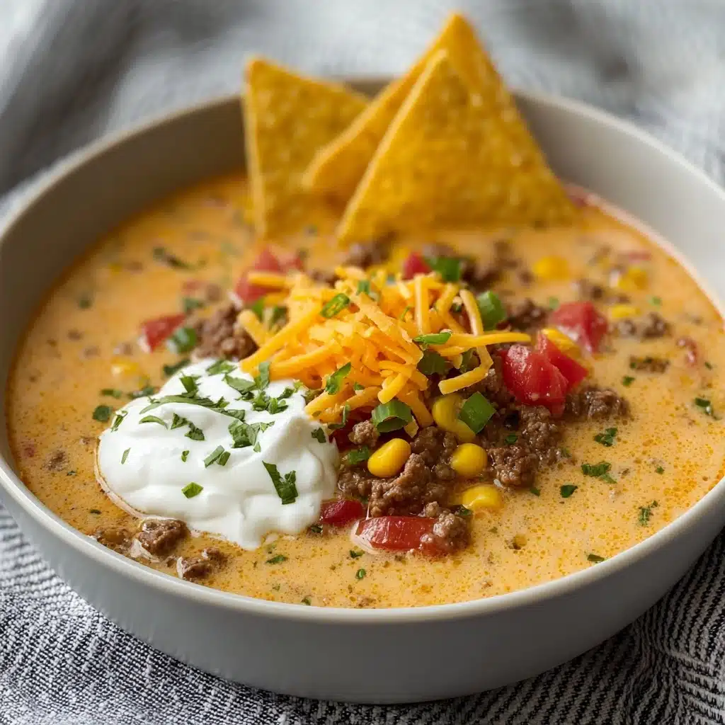 Creamy Cheesy Ground Beef Taco Soup Recipe - Recipe Image