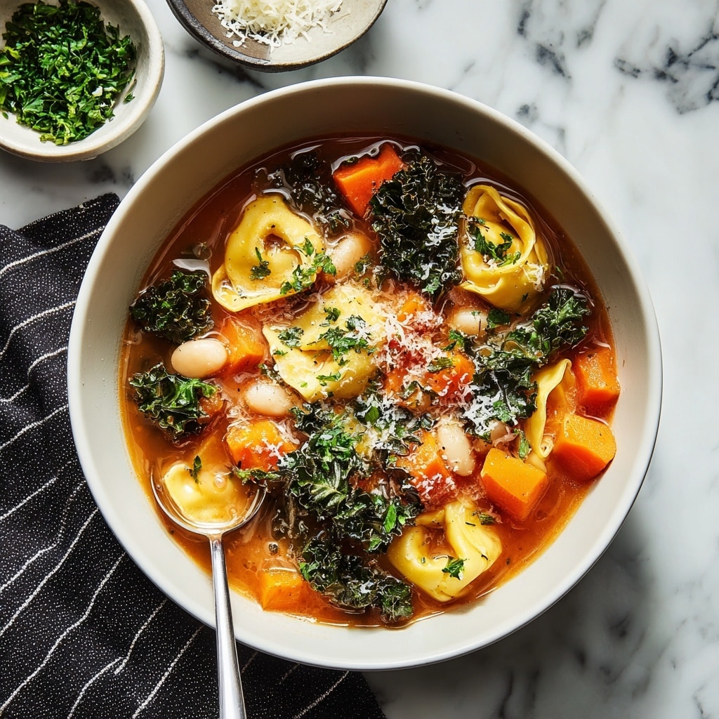 Cozy White Bean + Vegetable Tortellini Soup Recipe
