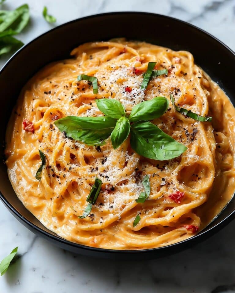 High Protein Creamy Roasted Red Pepper Pasta Recipe