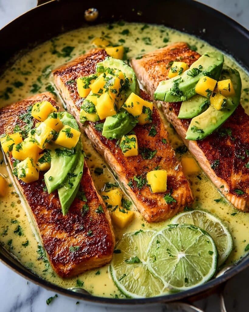 Coconut Lime Salmon with Avocado Mango Salsa – A Flavor-Packed Dinner Recipe