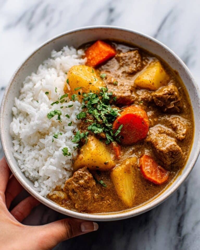 Slow-Cooked Coconut Curry Beef Stew with Jasmine Rice & Naan Recipe