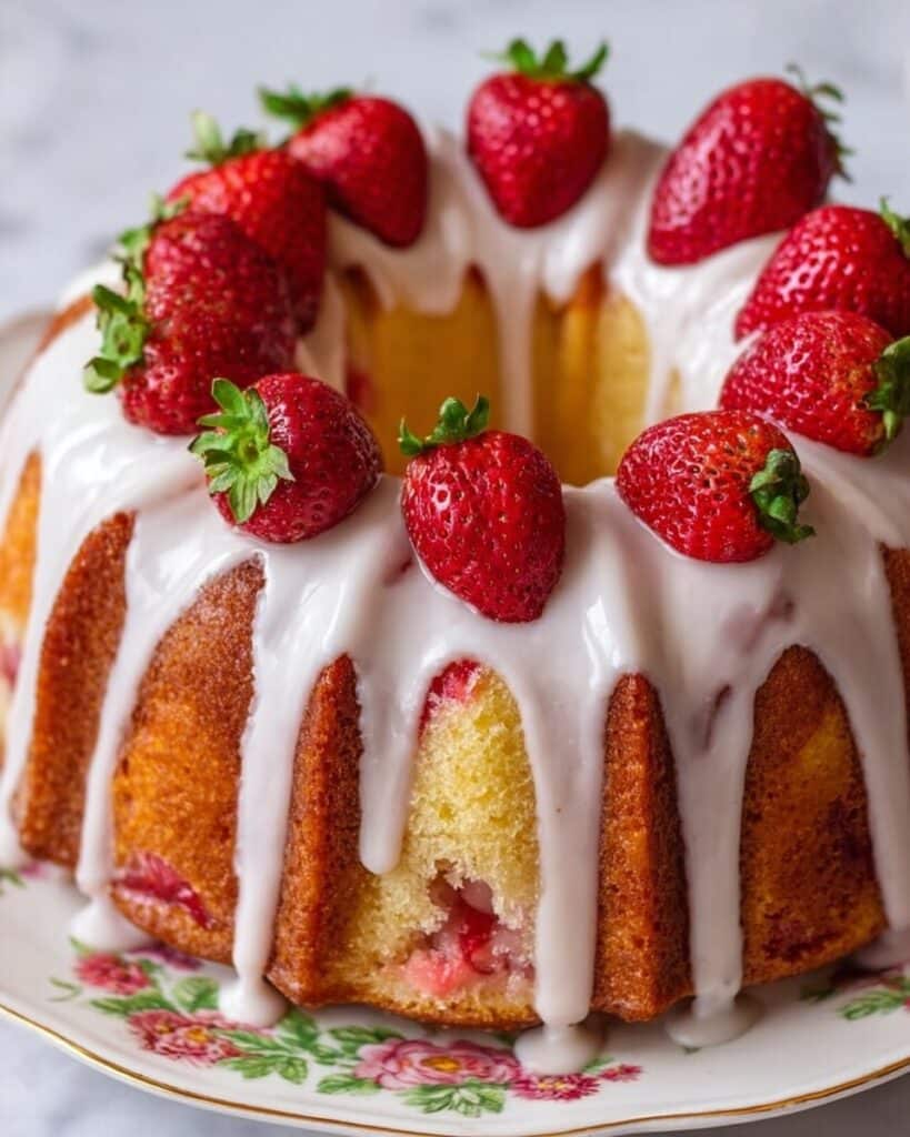 Strawberry Pound Cake with Vanilla Glaze Recipe