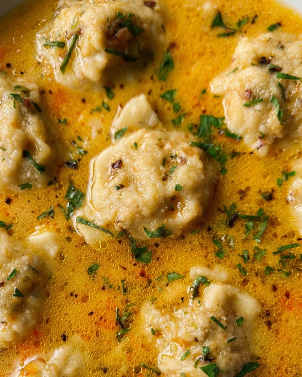 A large white pot with bright red handles is filled with a golden broth containing about ten light tan dumplings speckled with green herbs and small bits of vegetables, floating evenly throughout. Surrounding this main dish are various side dishes on white plates: thick slices of white bread with a few rolls, thin slices of pale white and yellow cheese stacked neatly, roasted brussels sprouts with browned edges in a white bowl, and several small white bowls of condiments including creamy mustard and dark red chunky cranberry sauce with a spoon inside. There is a white plate with a fork resting on sliced cooked turkey, and patterned white plates with spoons and forks arranged nearby, all set on a dark cloth over a white marbled surface. photo taken with an iphone --ar 4:5 --v 7